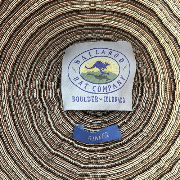 Wallaroo Hat Co Ginger Style Wide Brim UPF 50+ Browns & Cream Striped Sun Hat - Picture 9 of 11